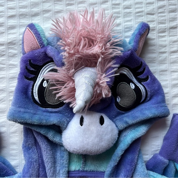 Funzietime Blue and Purple Tie Dye Unicorn Onesie Pajama Costume, Adult XS - Picture 7 of 14